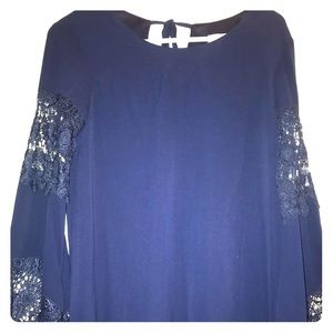 Long sleeve blue dress with lace